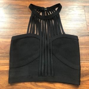 Bebe Black Bandage Crop-Top